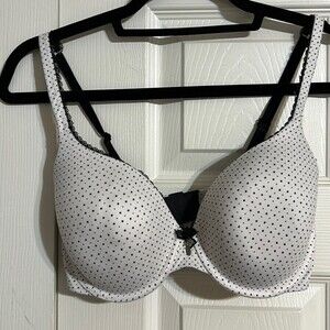 VICTORIA'S SECRET Body by Victoria Perfect Coverage 32DD White Black Polka Dot